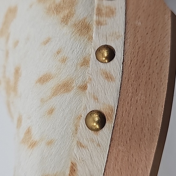 J Crew Calfhair Cowprint Convertible Wood Clogs - Picture 5 of 14